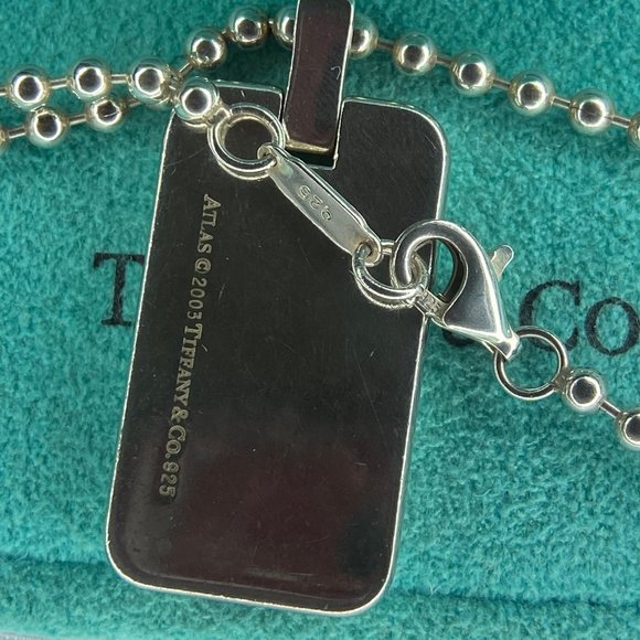 Tiffany & Co. Atlas Bar Silver Ball Chain Pendant Necklace 20" - Picture 6 of 6
